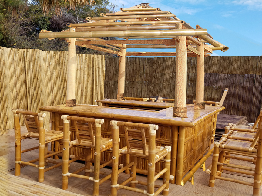 Lot 4 - XL 14”x21” Brown Handmade Bamboo Wood Placemats Tiki Bar Decor  Tropical